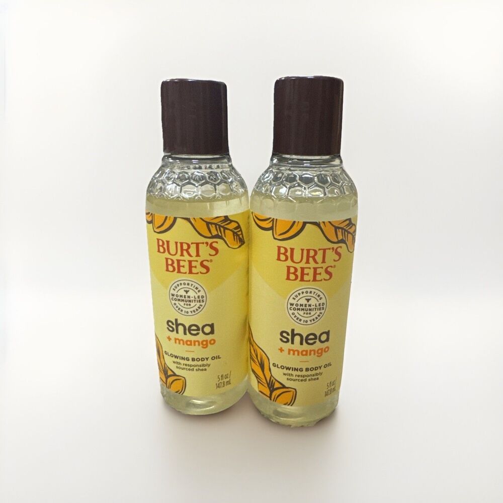 Burt’s Bees Shea & Mango Glowing Body Oil 5 fl oz Lot of 2 NEW Natural Skincare